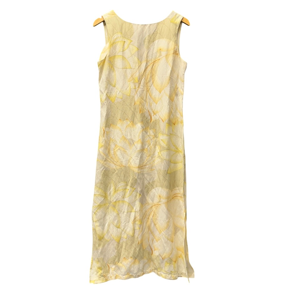 Vintage Tommy Bahama Maxi Dress Womens 10 Floral Yellow Tropical Silk Linen